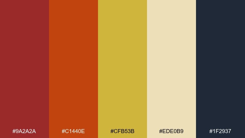 brick and bullion color palette with hex codes