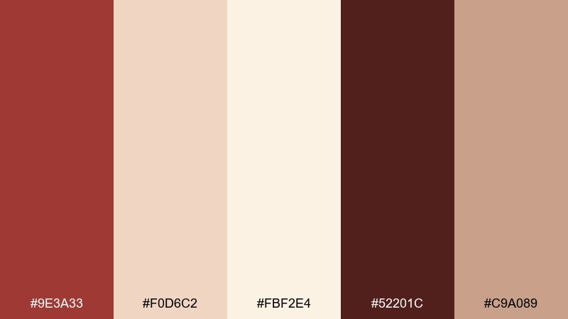 brick and butter red cream color palette with hex codes