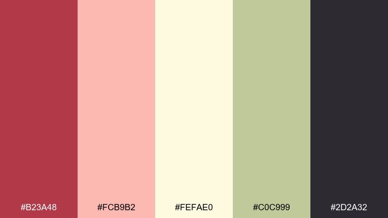 brick and butter color palette with hex codes