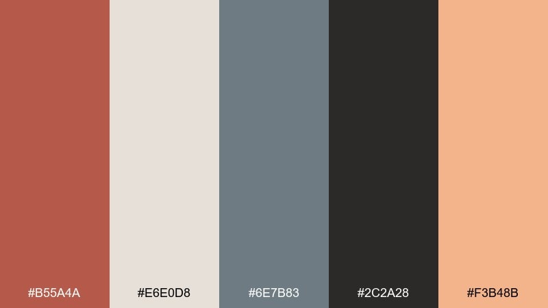 brick and fog urban color palette with hex codes