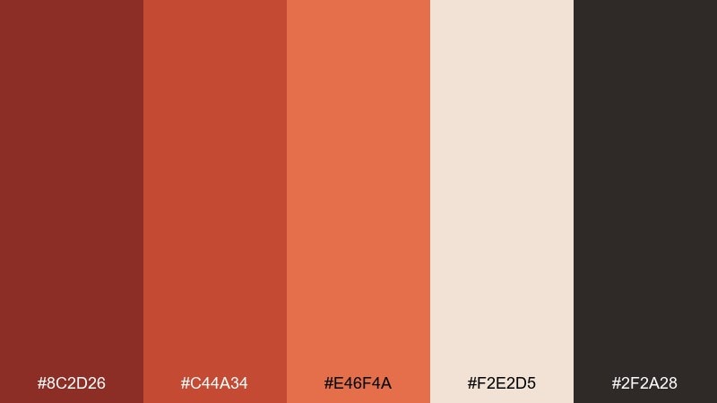brick and linen red orange color palette with hex codes
