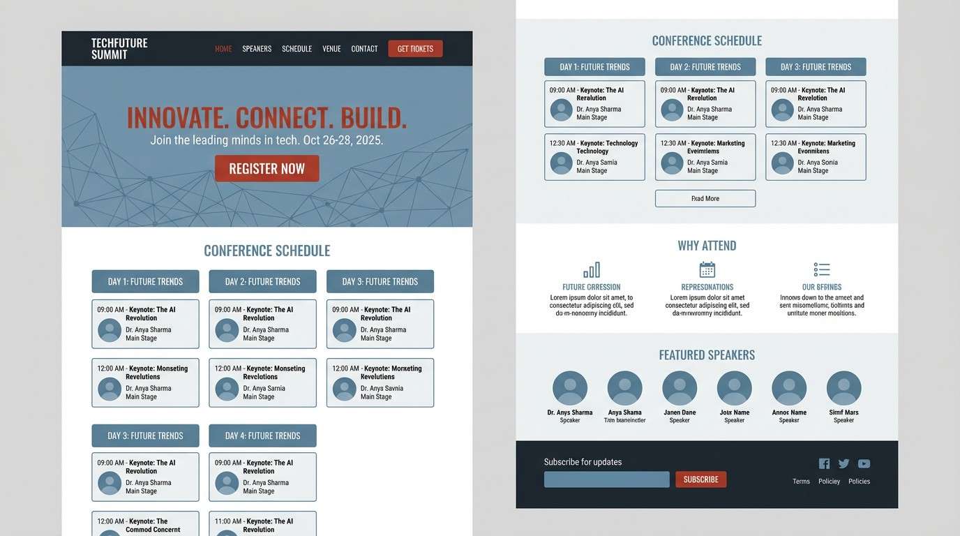 tech conference landing ui