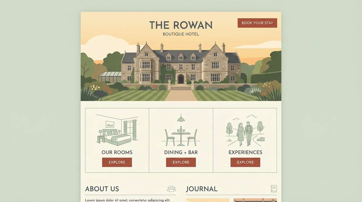 boutique hotel ui mockup