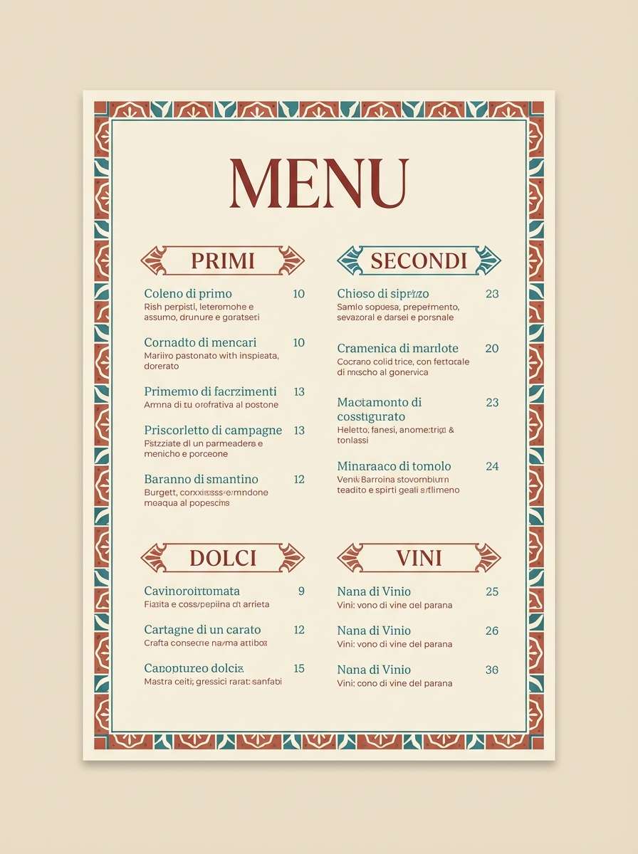 coastal restaurant menu