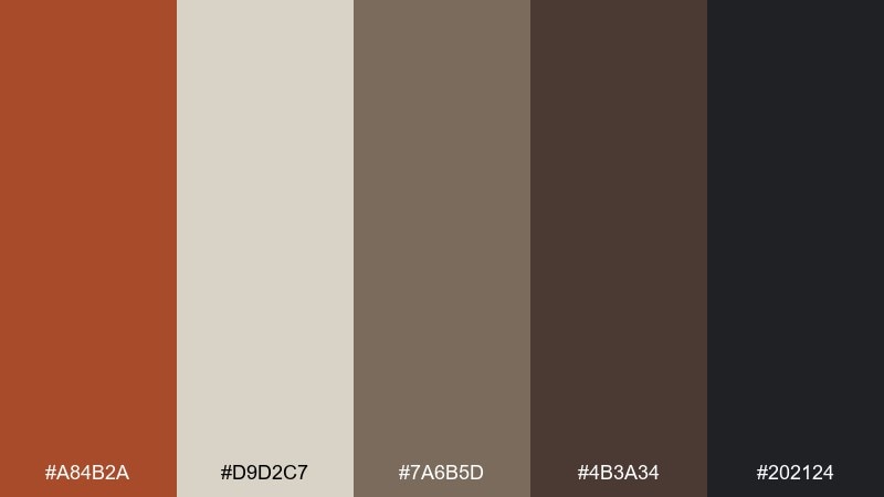 brickwood neutral rust orange color palette with hex codes