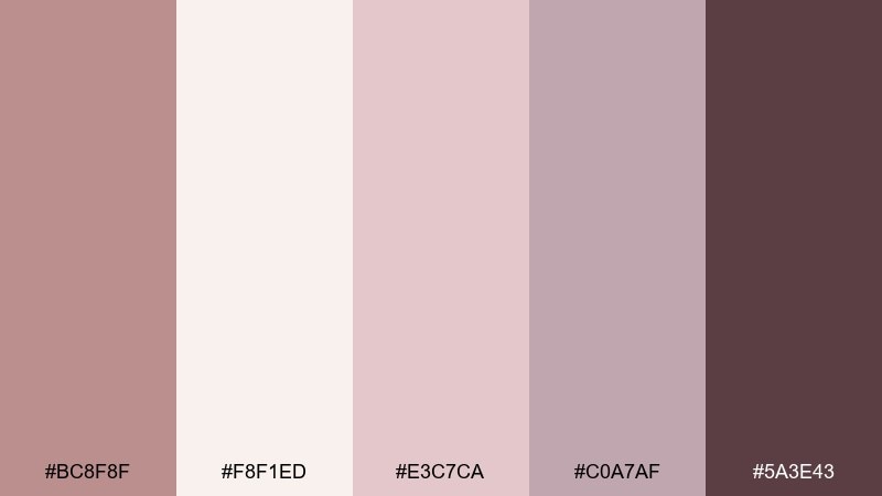 bridal rosé rosy brown color palette with hex codes