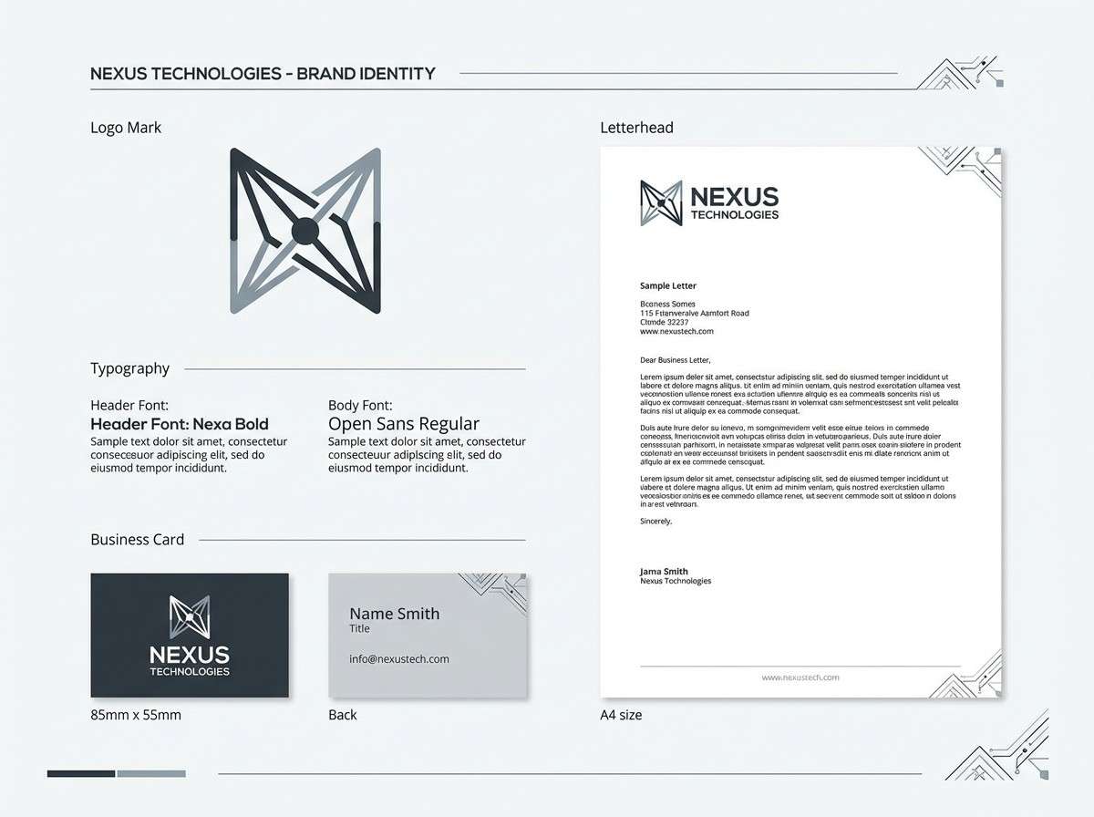 tech brand identity sheet
