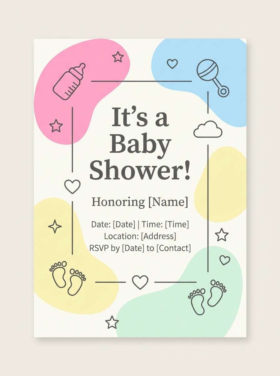 pastel baby shower invite