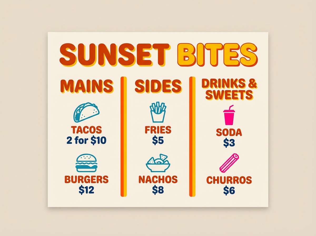 food truck menu board