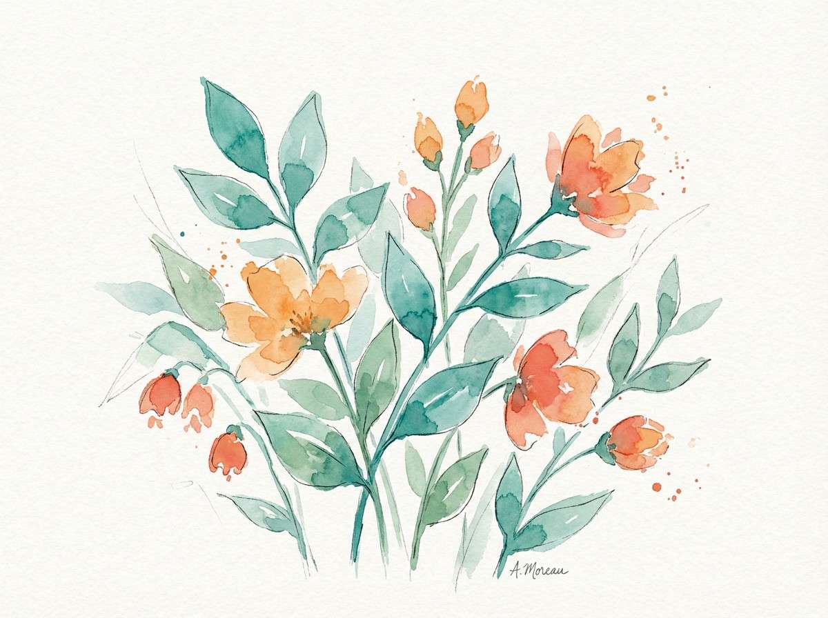 spring botanical watercolor