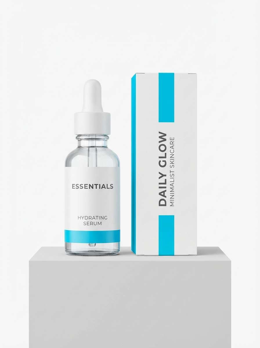skincare packaging with cyan accents