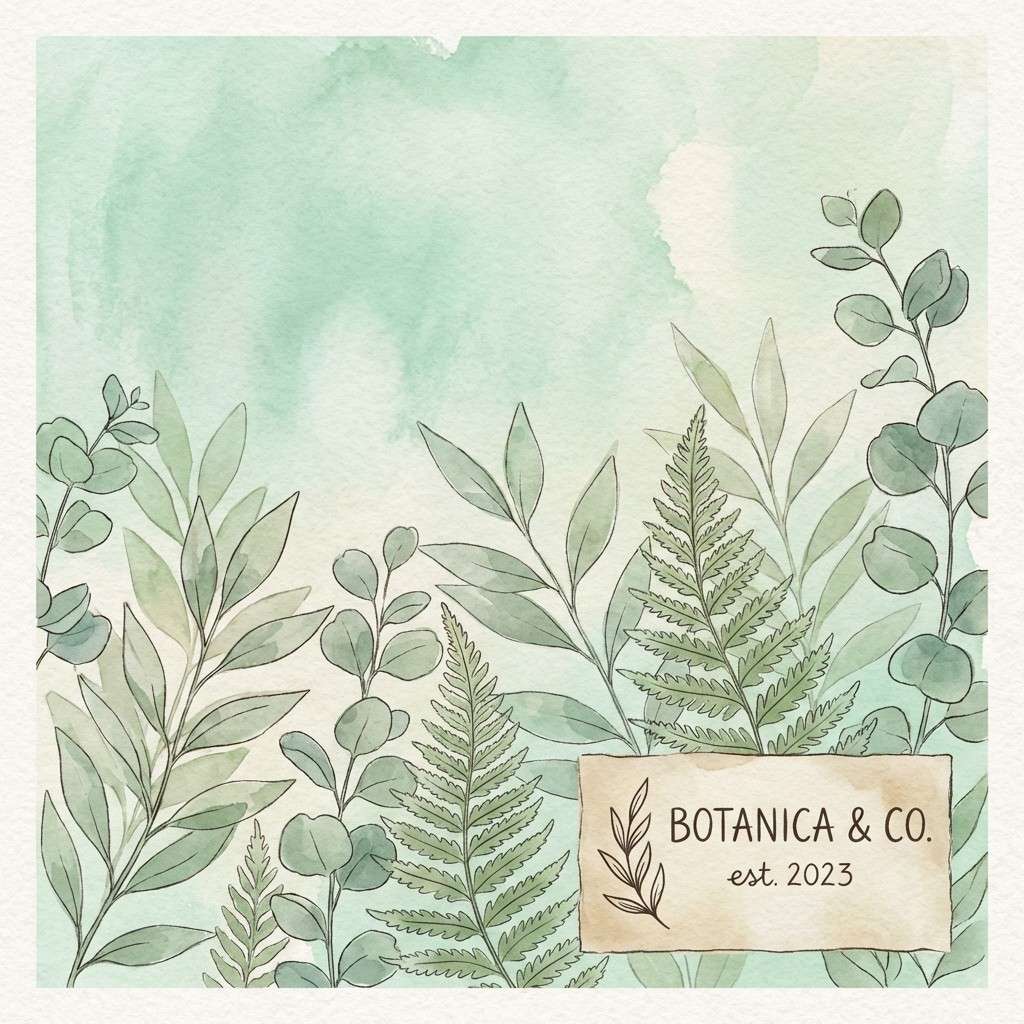 watercolor greenhouse leaves