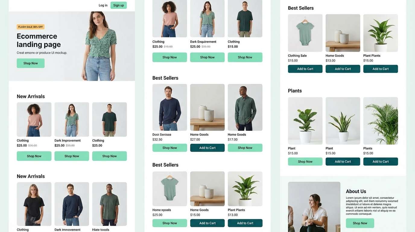 mint ecommerce ui layout