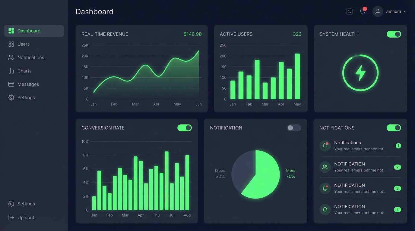 dark mode green dashboard