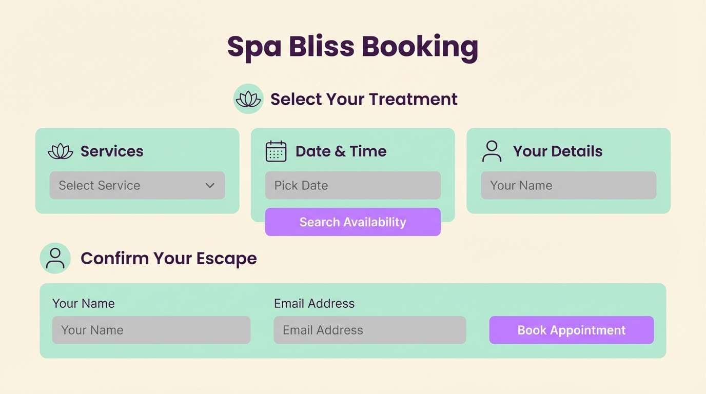 spa booking ui mockup