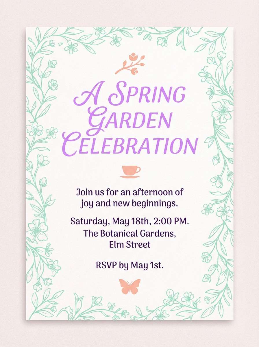 spring garden invitation design