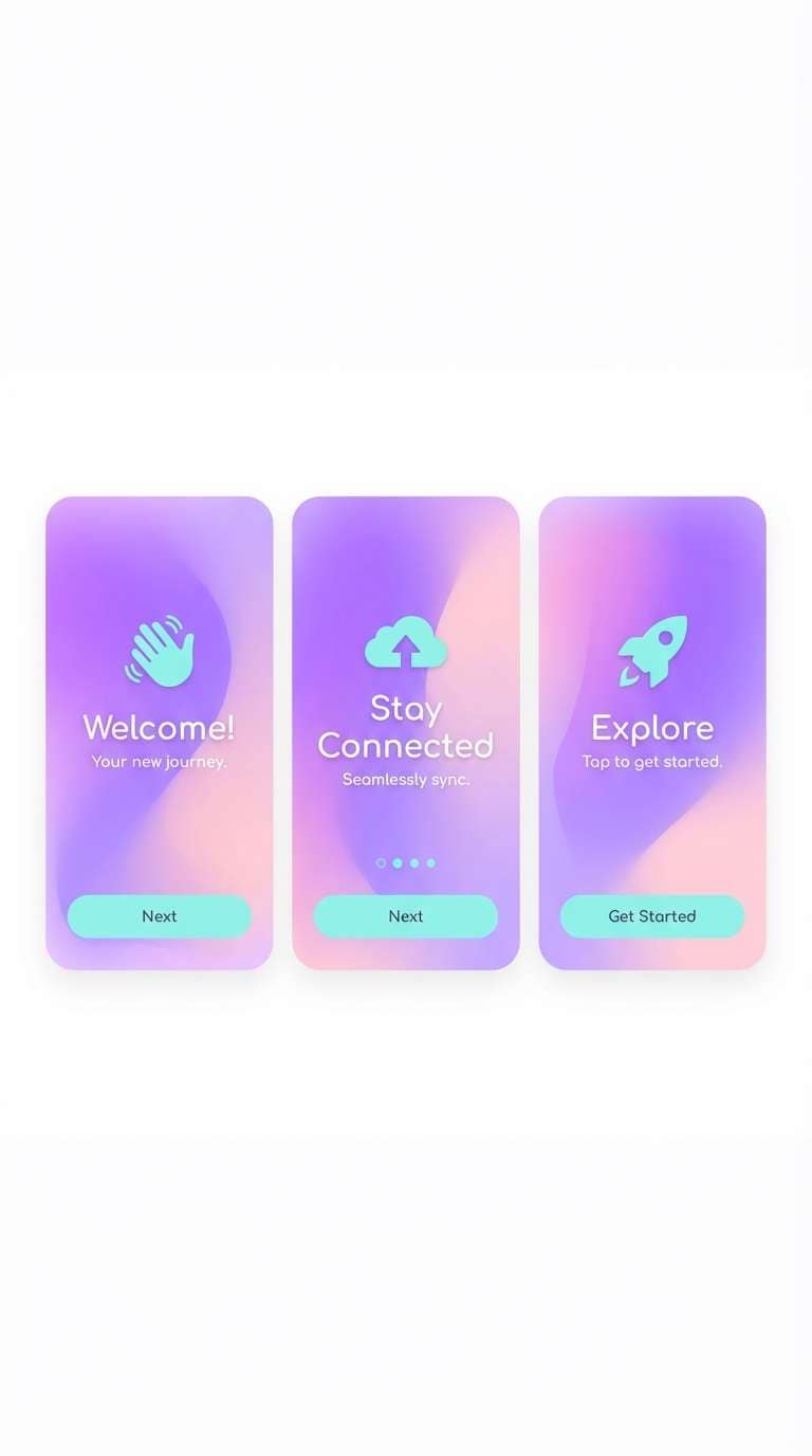 gradient onboarding ui screens
