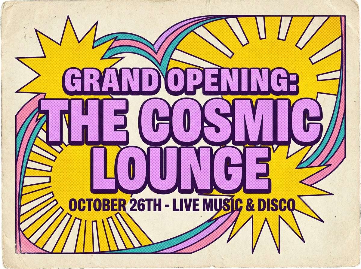 retro lavender flyer graphic