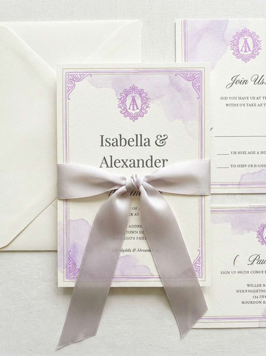 lavender wedding invitation suite