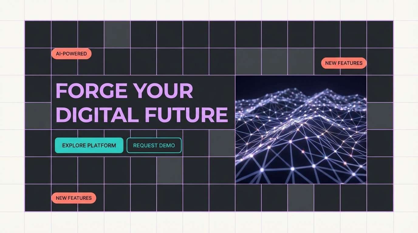 futuristic lavender landing hero