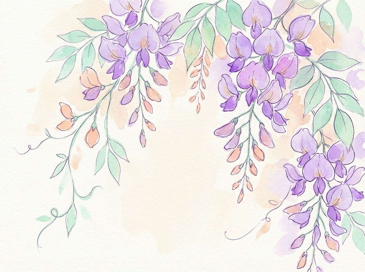 wisteria watercolor illustration