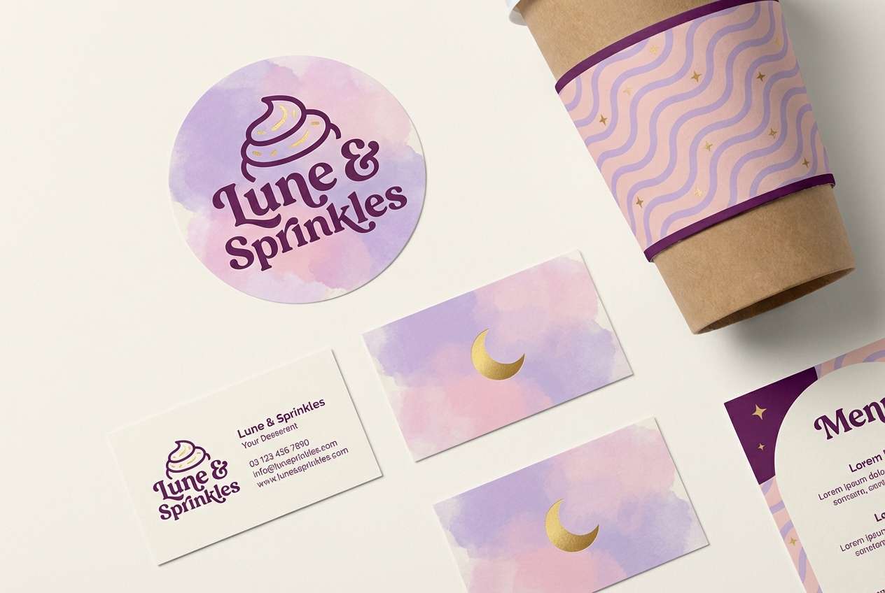 dessert branding in lavender