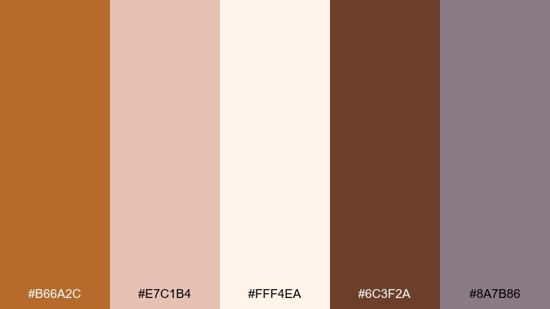bronze blush romance color palette with hex codes