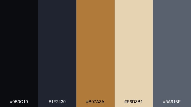 bronze midnight art deco color palette with hex codes