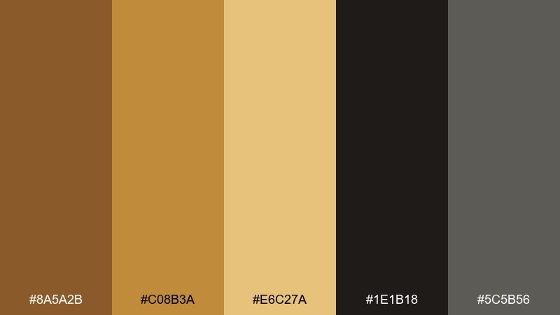 bronze nightfall golden brown color palette with hex codes