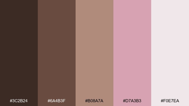 bronze rose quartz color palette with hex codes