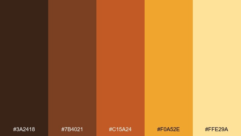 bronze sunbeam color palette with hex codes