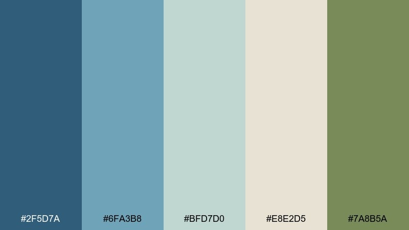 brookside blues countryside color palette with hex codes
