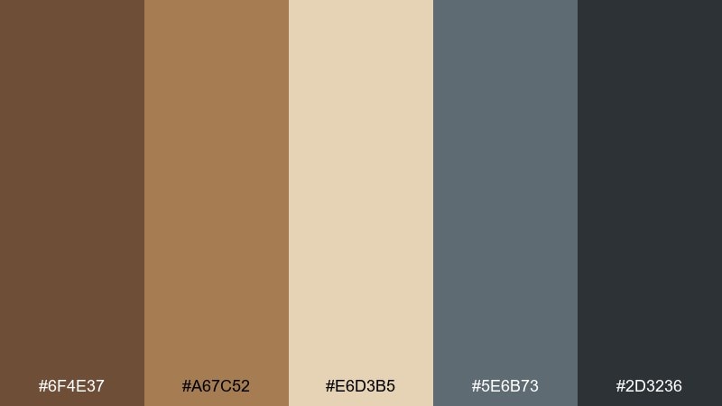 brown butter bluegray coffee brown color palette with hex codes