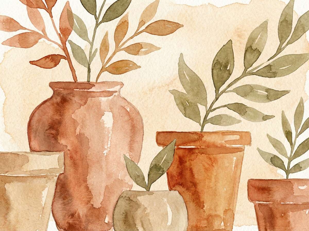 terracotta plant watercolor