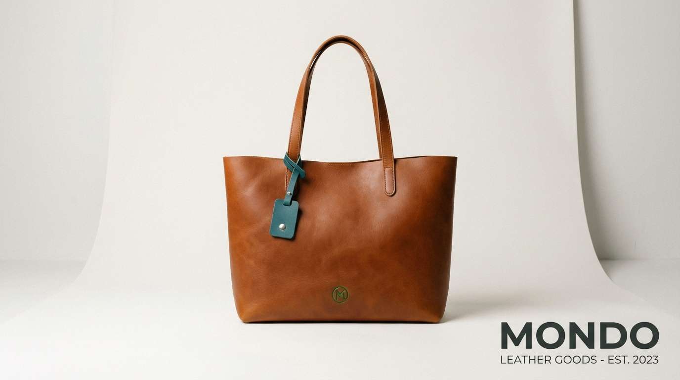 leather bag product ad