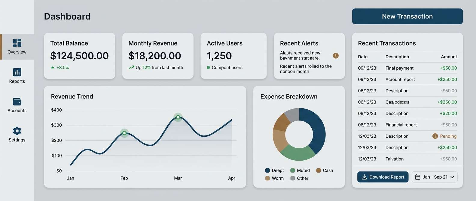 fintech dashboard ui