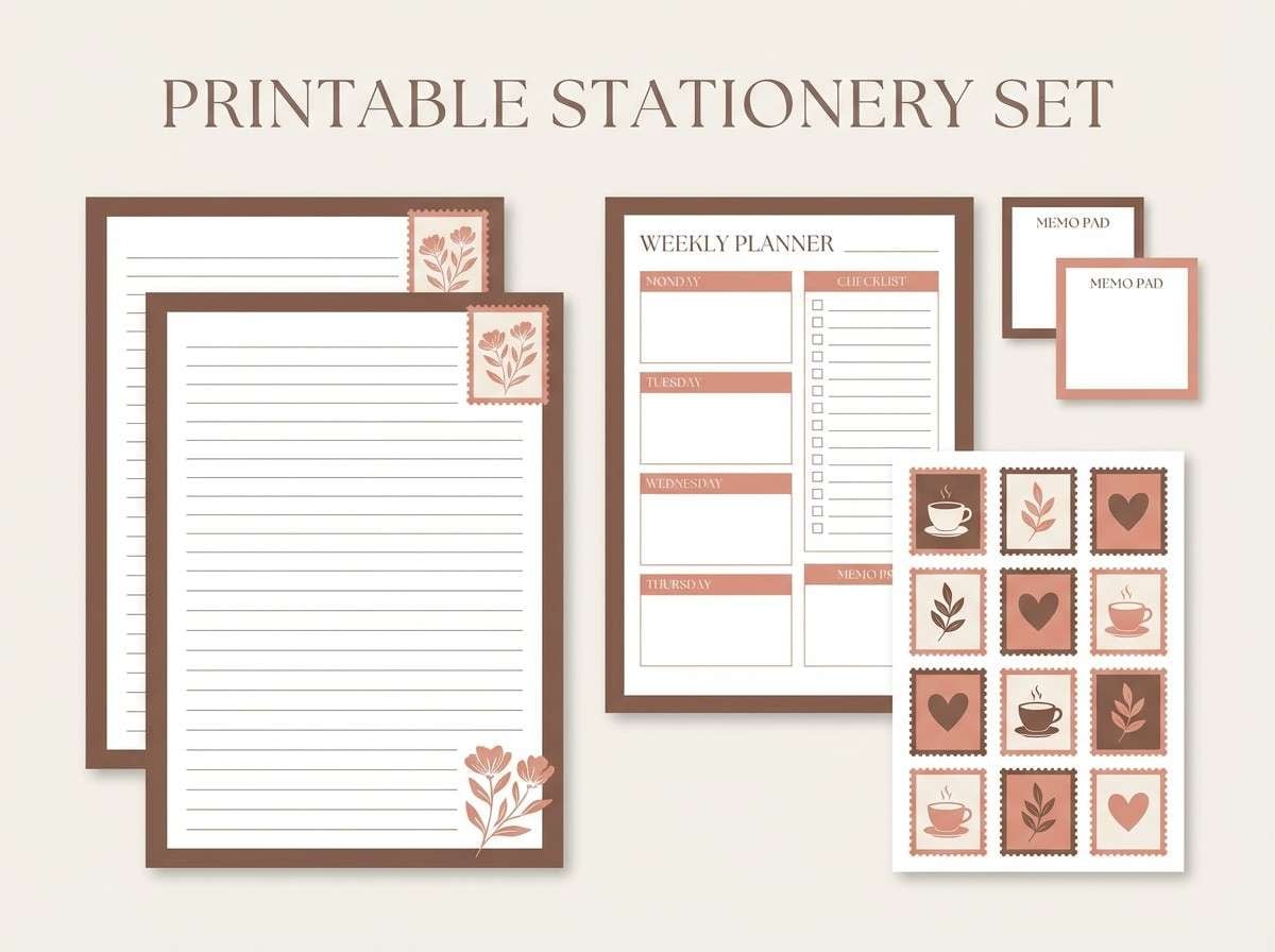 nutmeg rose stationery set