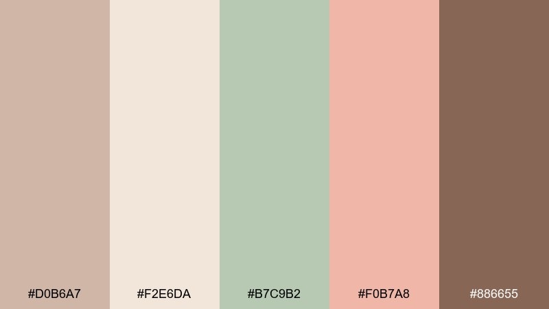 brown sugar bloom pastel brown color palette with hex codes