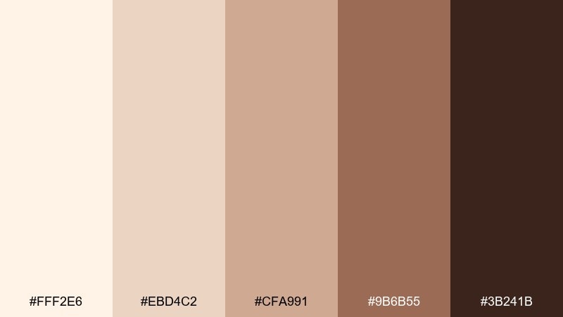 brown sugar cream coffee cream color palette with hex codes