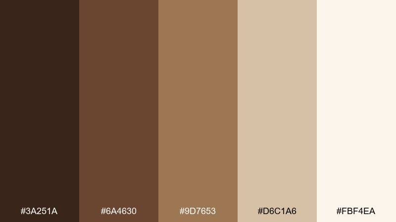 brown sugar oat coffee color palette with hex codes