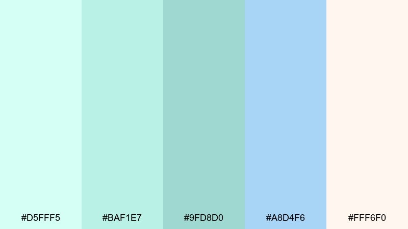 bubble tea aqua pastel blue green color palette with hex codes