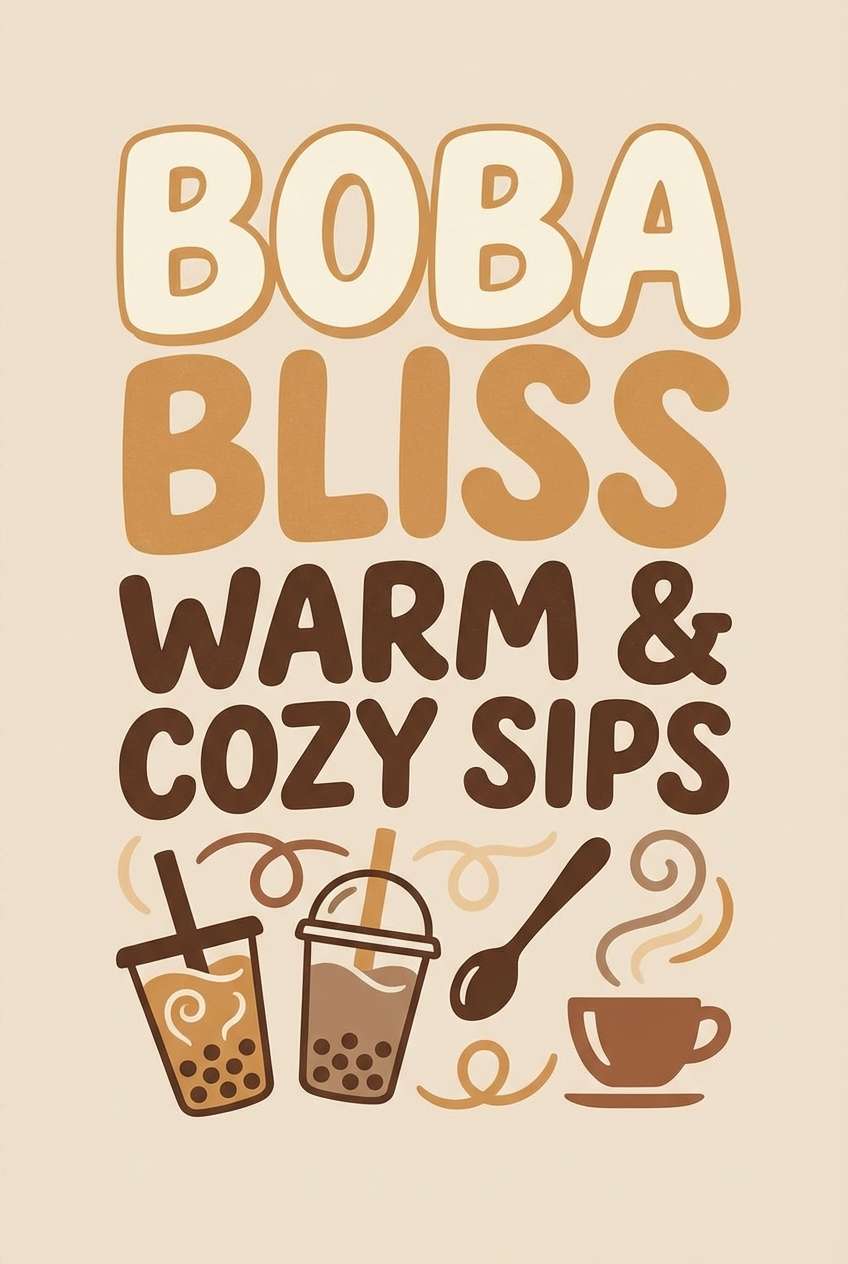 bubble tea poster in neutrals