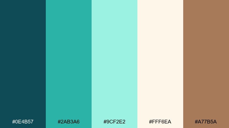 bubble tea seafoam aquarium color palette with hex codes