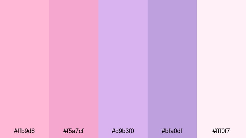 bubblegum mauve dream color palette with hex codes