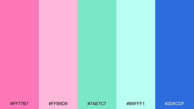 bubblegum mint candy color palette with hex codes