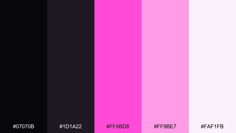 bubblegum noir color palette with hex codes