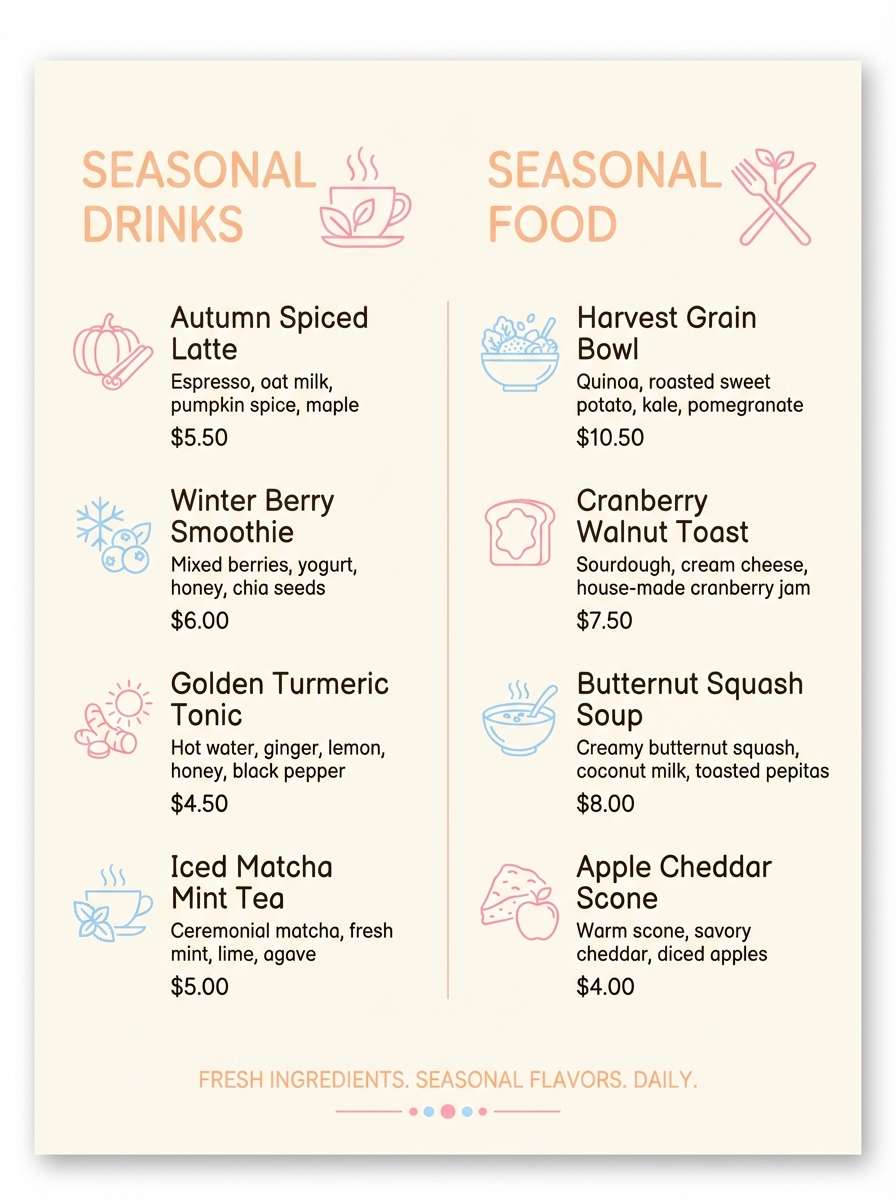cafe seasonal menu design