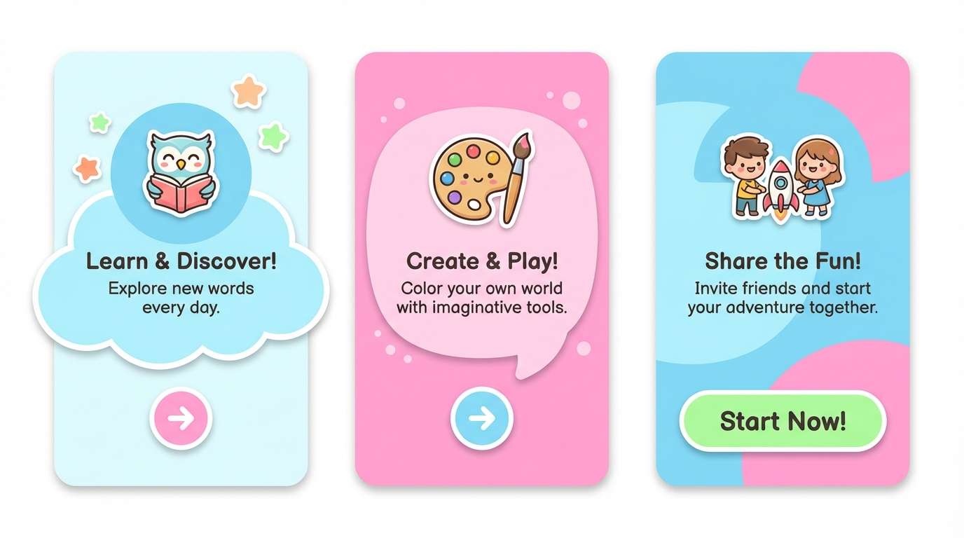 kids onboarding ui screens