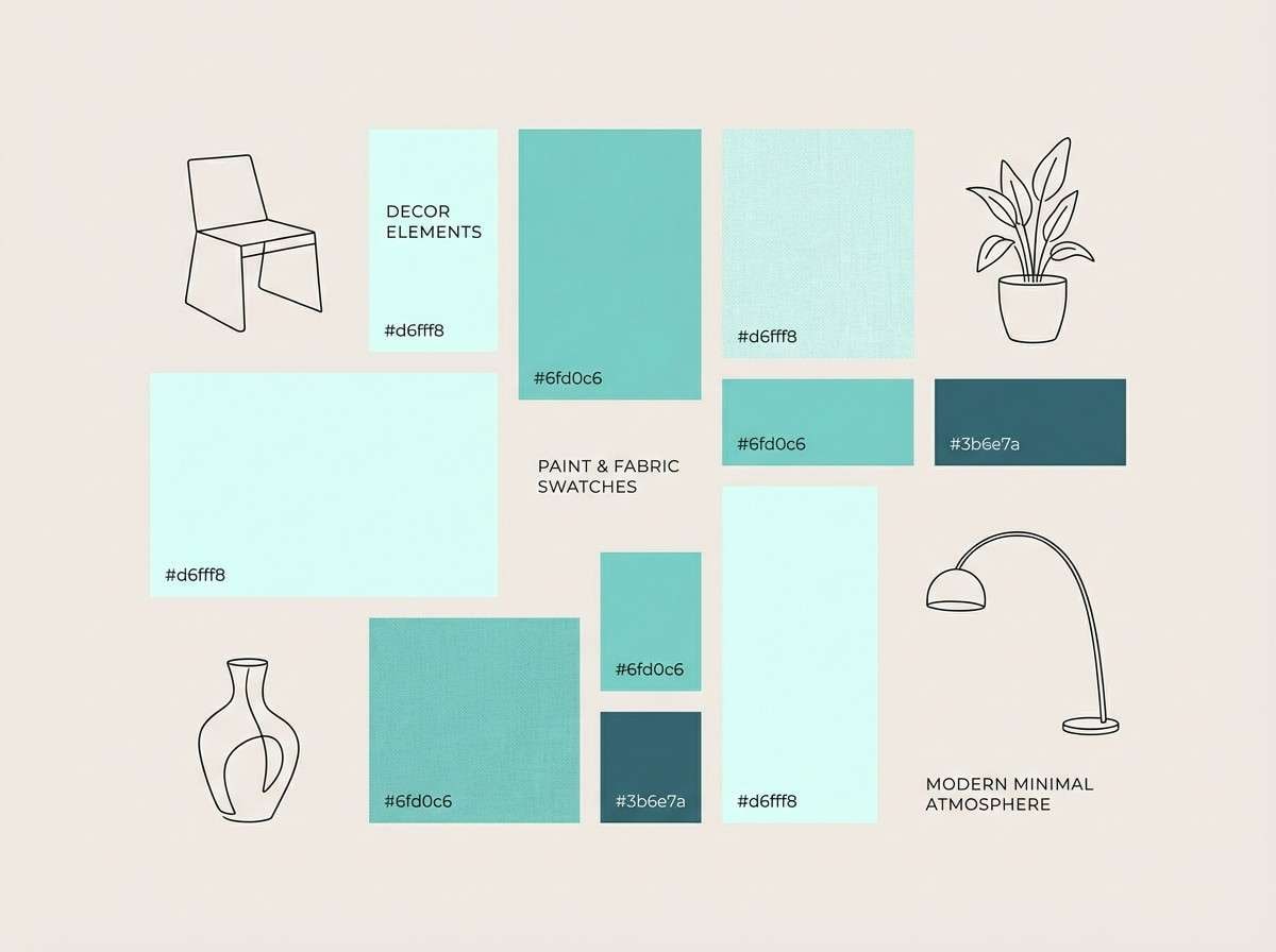 interior moodboard seafoam tones