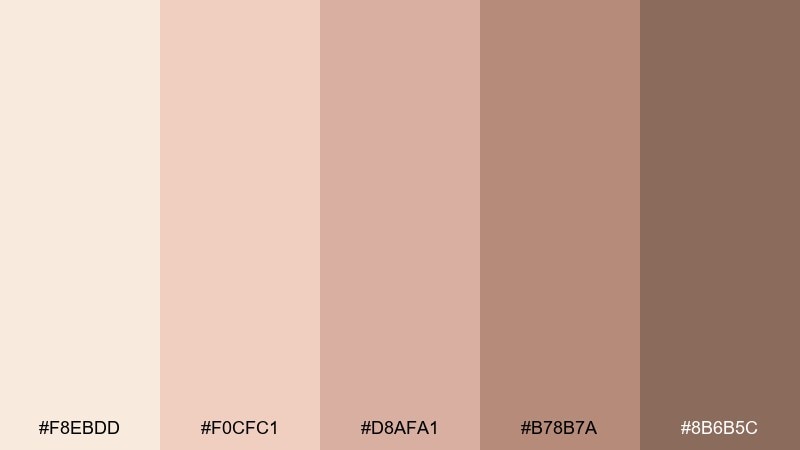 bubbly terrace rose gold champagne color palette with hex codes